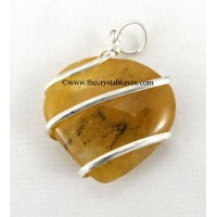 Yellow Aventurine Cage Wrapped Hearts Pendant